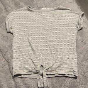 Caution To The Wind Light Gray Knotted Tee